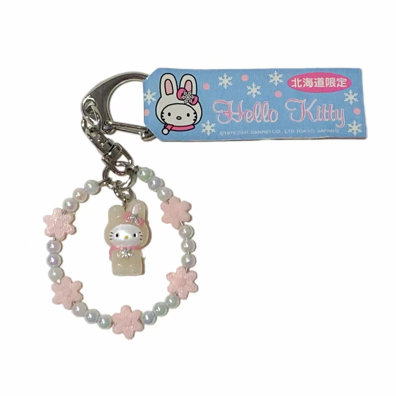Hello Kitty Gotochi Keychain Bracelet (with strap) – 2001 Hokkaido Limited Snow Bunny – Japan Exclusive Vintage