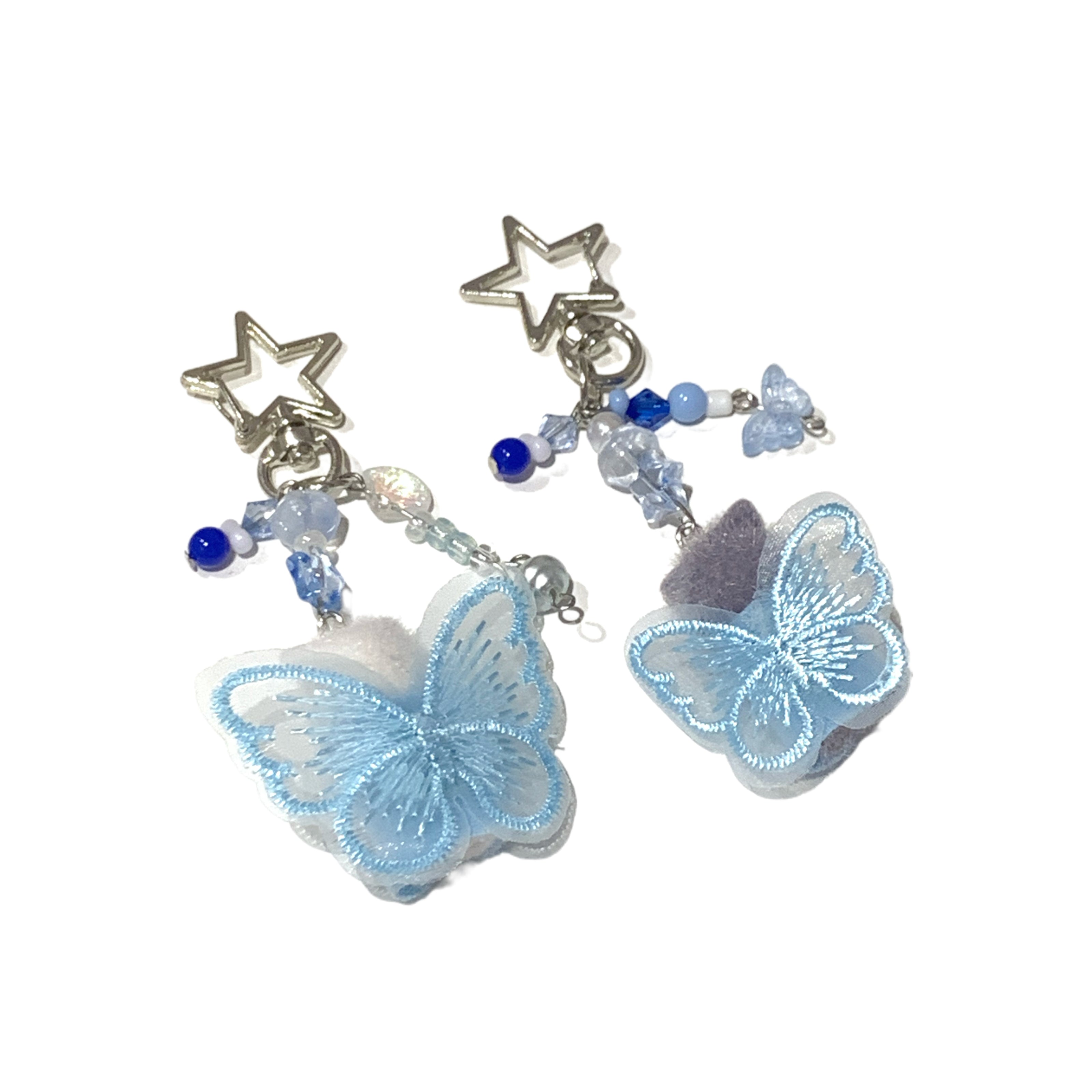 Sylvanian Families Handmade Keychain Set – Twin Kittens with Blue Angel Wings – Persian Cat Family