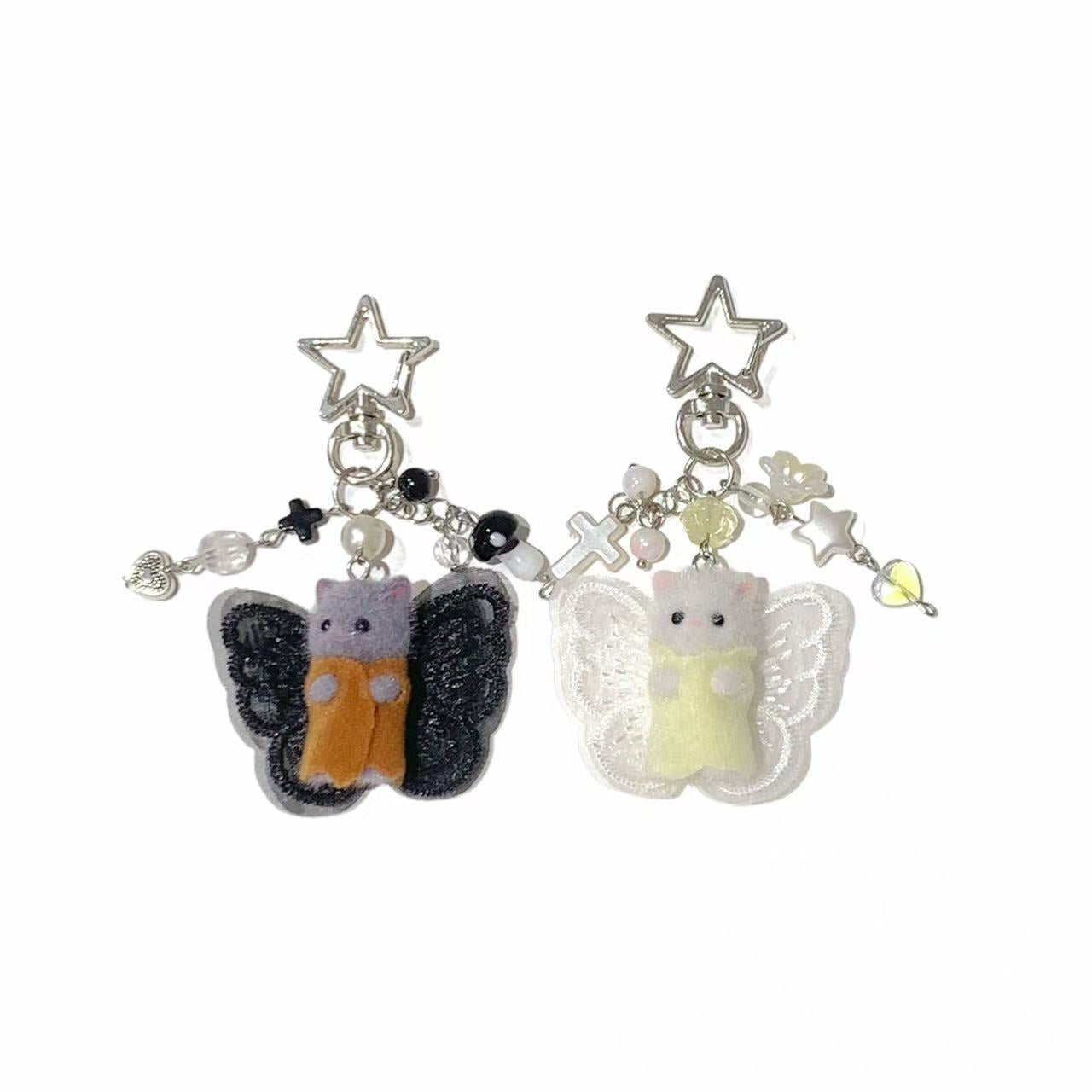 Sylvanian Families Handmade Keychain Set – Twin Kittens “Dark & Light Angel” - Persian Cat Family