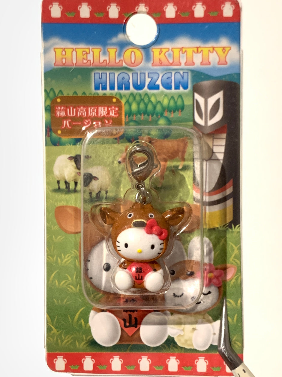 Hello Kitty Gotochi Keychain-2004 Okayama (岡山県) Hiruzen Highlands Jersey Cow – Japan Exclusive Vintage Keychain