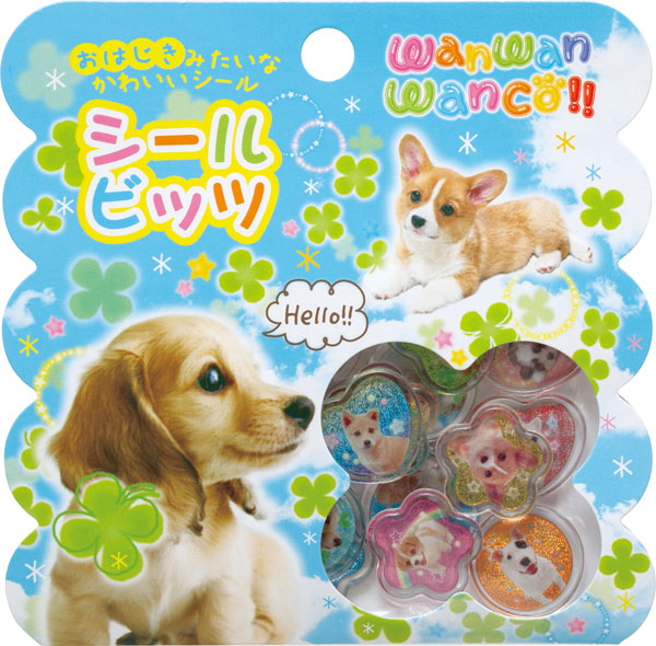 Heisei Retro Wanwan Wanko Crystal Sticker Blue