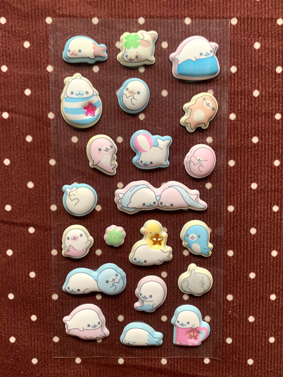 Mamegoma Seal Friends Puffy Stickers