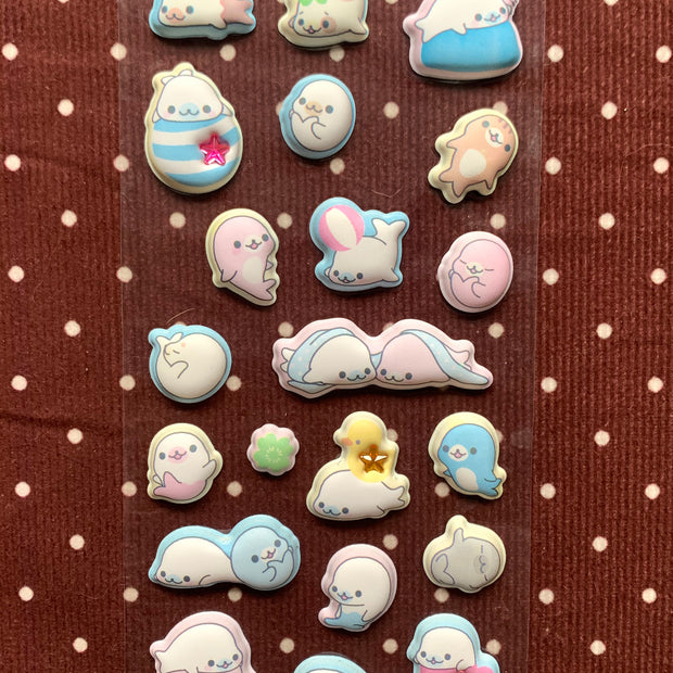 Mamegoma Seal Friends Puffy Stickers