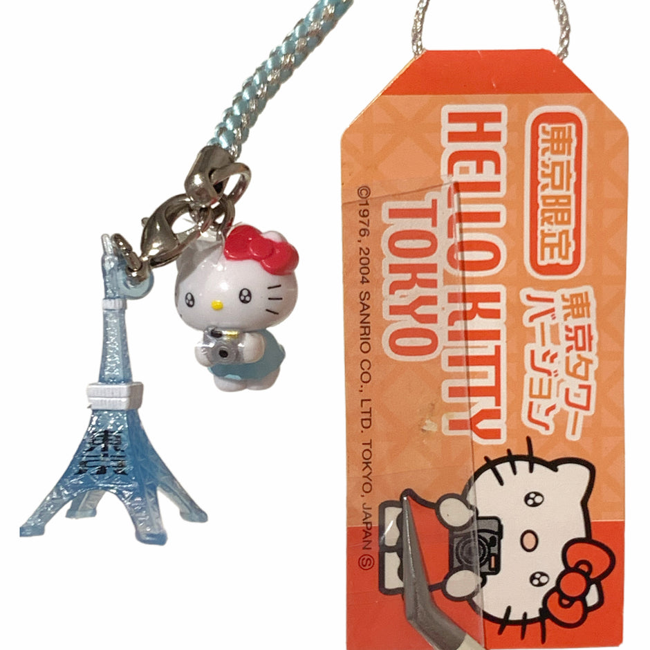 Hello Kitty Gotochi Keychain (with strap) – 2004 Tokyo Tower Version (東京タワーバージョン) – Japan Exclusive Vintage