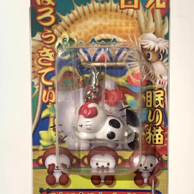 Hello Kitty Gotochi Keychain – 2004 Tochigi (栃木県) Nikko Nemuri-neko (Sleeping Cat) – Japan Exclusive Vintage