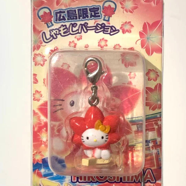 Hello Kitty Gotochi Keychain-2005 Hiroshima (広島県) Red Maple Leaf– Japan Exclusive Vintage