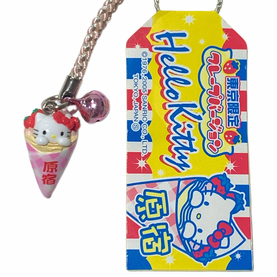 Hello Kitty Gotochi Keychain (with strap) – 2005 Tokyo Harajuku Crepe – Japan Exclusive Vintage