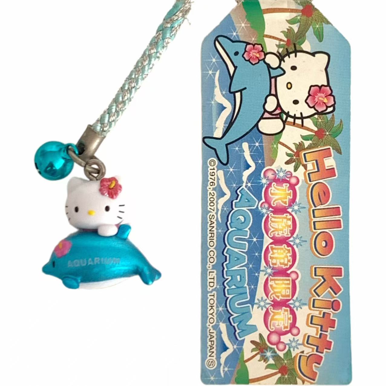 Hello Kitty Gotochi Keychain (with strap) – 2007 Aquarium Dolphin – Japan Exclusive Vintage