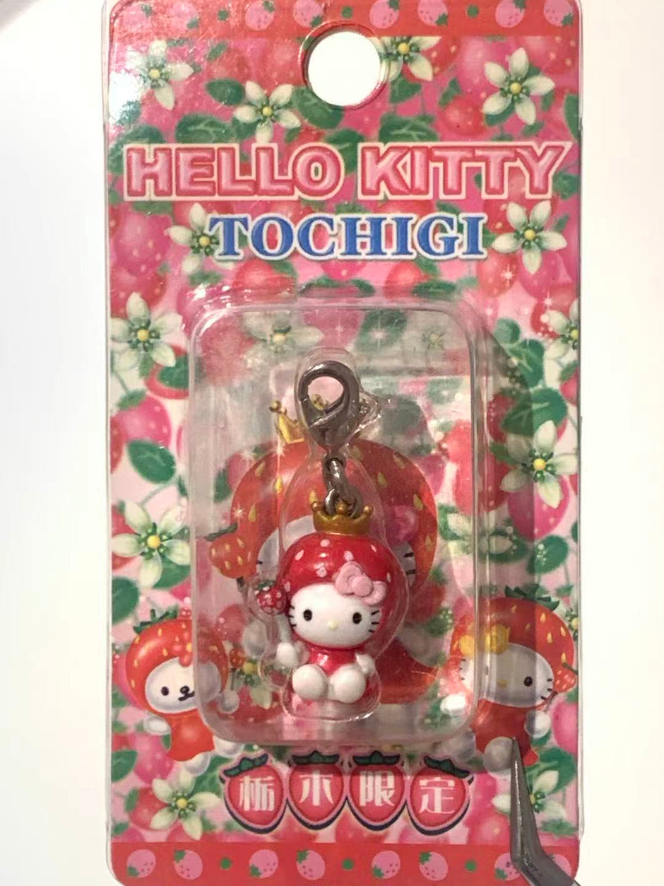 Hello Kitty Gotochi Keychain – 2004 Tochigi (栃木県) Strawberry Kingdom – Japan Exclusive Vintage