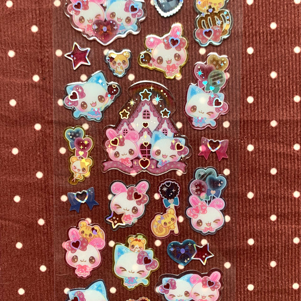 Heisei Retro Sweet Bunny & Cat Holographic Stickers