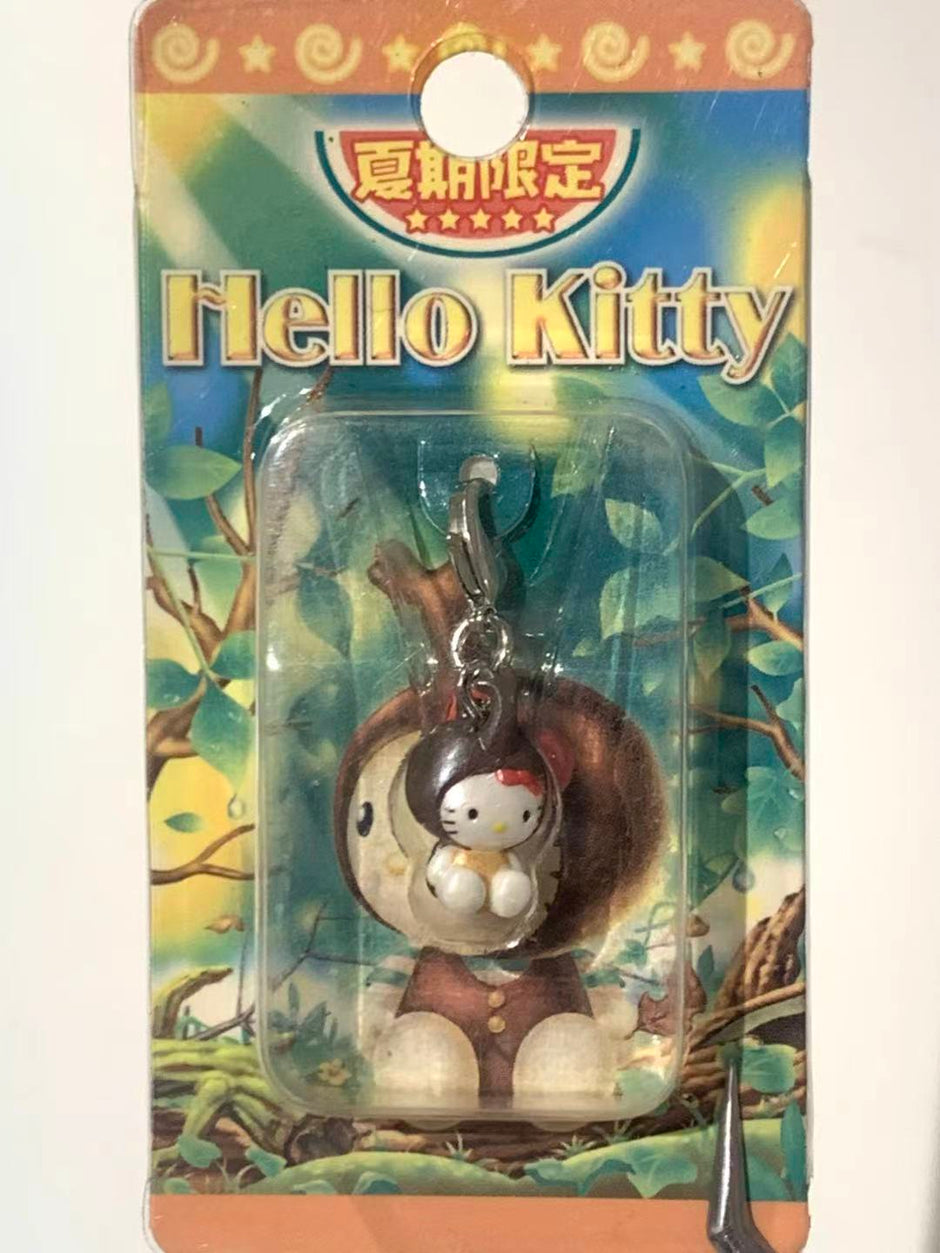 Hello Kitty Gotochi Keychain (with strap) – 2003 Summer Limited Kabutomushi – Japan Exclusive Vintage