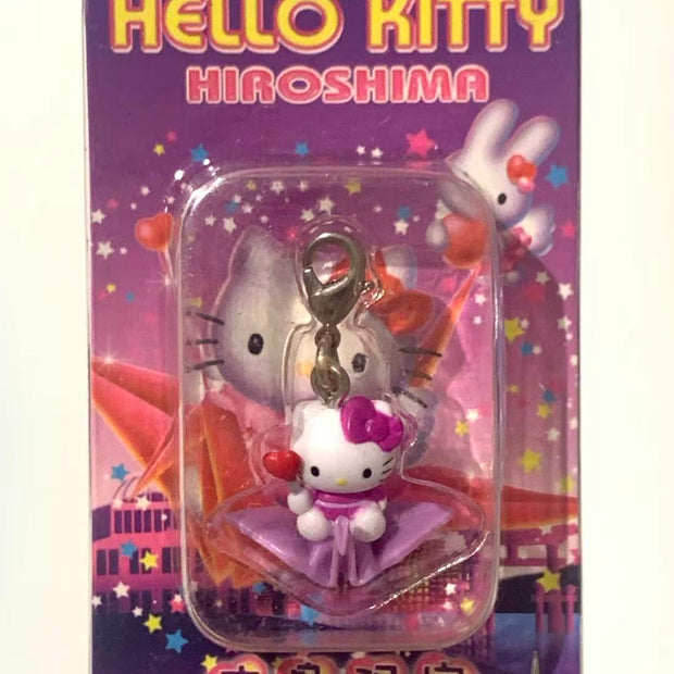 Hello Kitty Gotochi Keychain – 2004 Hiroshima (広島県) Orizuru Paper Crane – Japan Exclusive Vintage