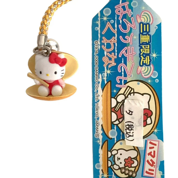Hello Kitty Gotochi Keychain (with strap) – 2006 Mie Kuwana Clam – Japan Exclusive Vintage