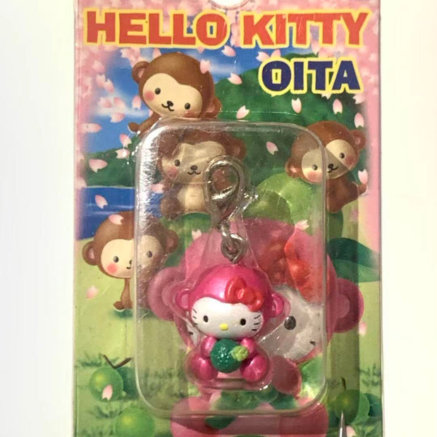 Hello Kitty Gotochi Keychain – 2004 Oita (大分県) Pink Monkey – Japan Exclusive Vintage Collectible