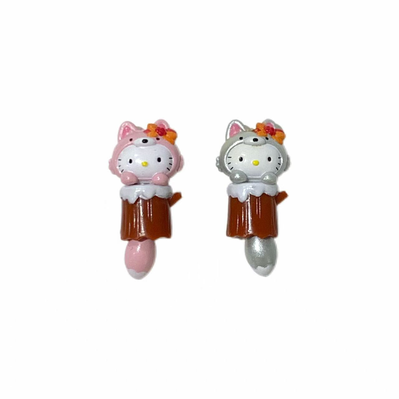 Hello Kitty Gotochi Keychain (with strap) – 2007 Hokkaido Woodland squirrel (Pink & Silver Variants) – Japan Exclusive Vintage