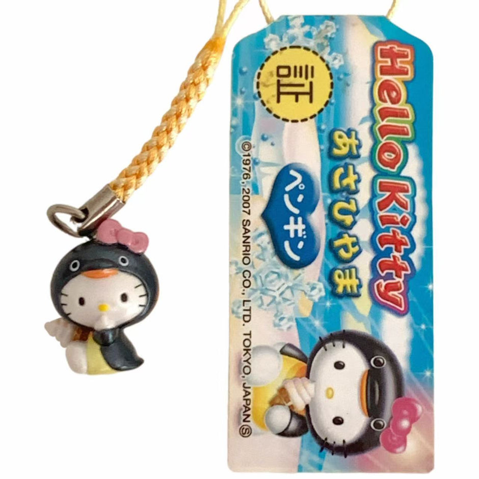 Hello Kitty Gotochi Keychain (with strap) – 2007 Asahiyama Zoo Penguin – Japan Exclusive Vintage
