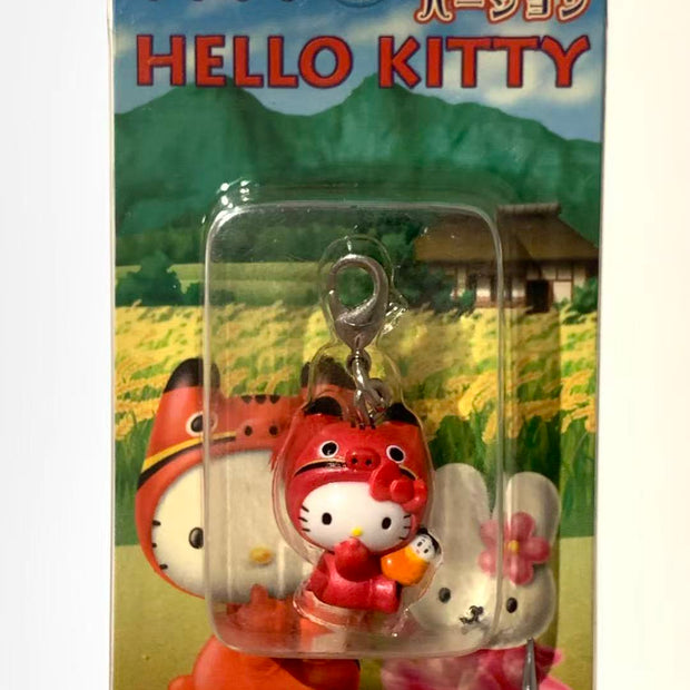 Hello Kitty Gotochi Keychain-2004 Fukushima (福島県) Akabeko vol.2 – Japan Exclusive Vintage Keychain
