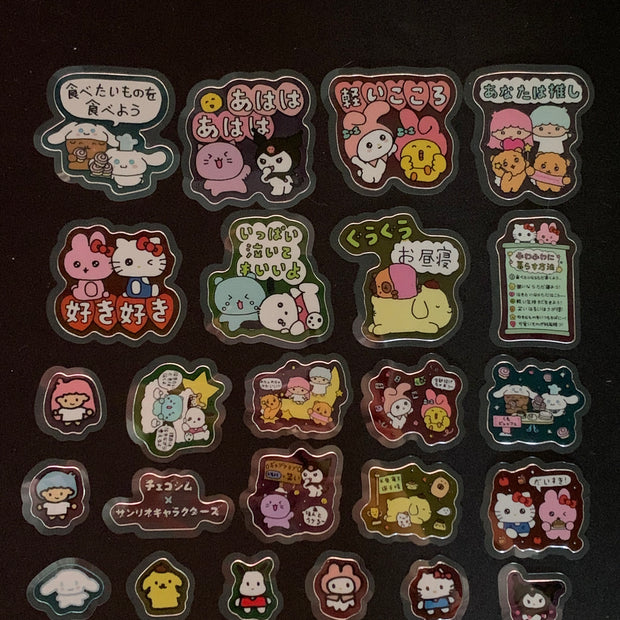 Choigosim x Sanrio Characters Flake Sticker & Case Set｜24 Pieces